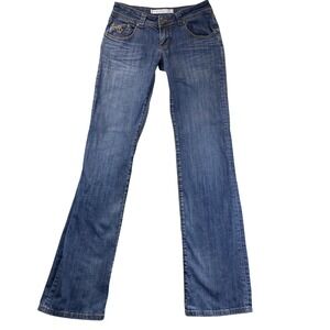 Tin Haul Womens 28/XL Bootcut Jeans Blue Medium Wash Low Rise Extra Long Inseam